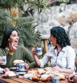 Friends eating Epiphany cake